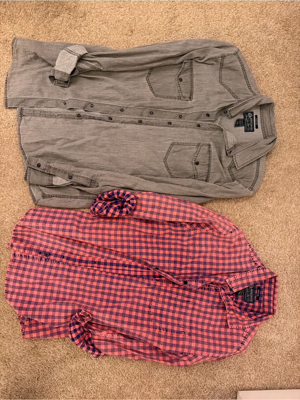 American Rag Red and Navy Gingham Button-Down Shirt